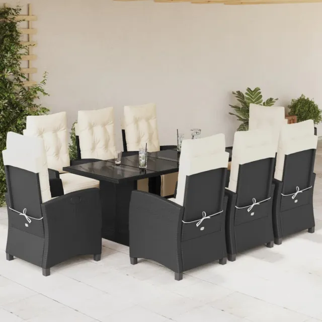 vidaXL 9-delige Tuinset poly rattan zwart, foto 2