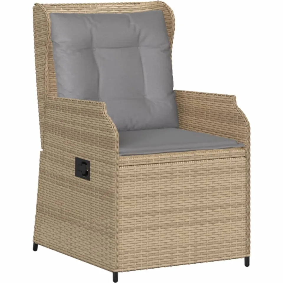vidaXL 5-delige Loungeset met kussens poly rattan beige