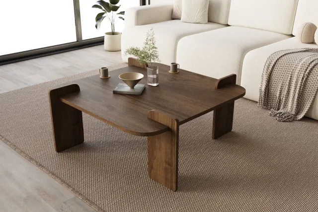 Skye Decor , Salontafel, Wood - Walnut, Gemelamineerde spaanplaat, Walnoot, 90 x 90 x 35 cm Okkernoot