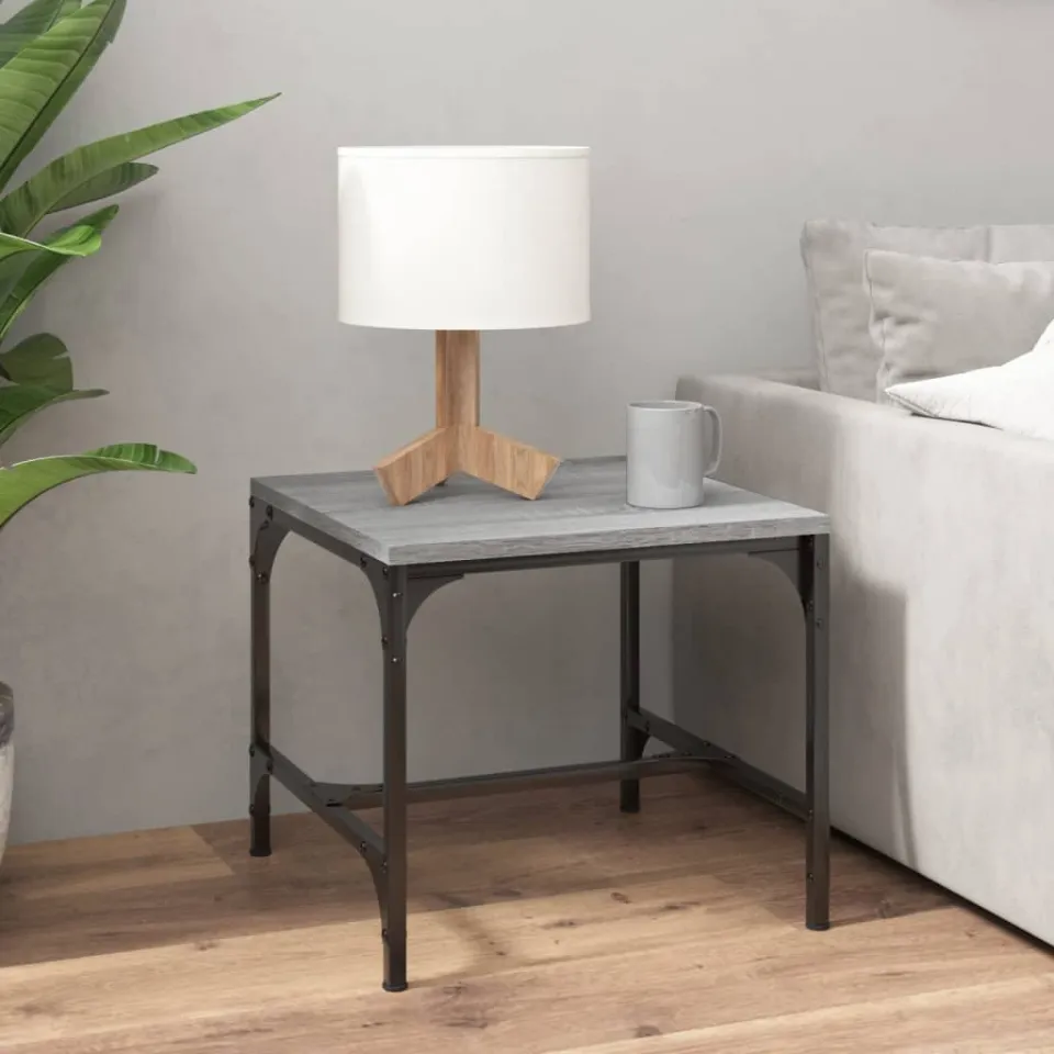 vidaXL Bijzettafels 2 st 40x40x35 cm bewerkt hout grijs sonoma eiken, foto 2