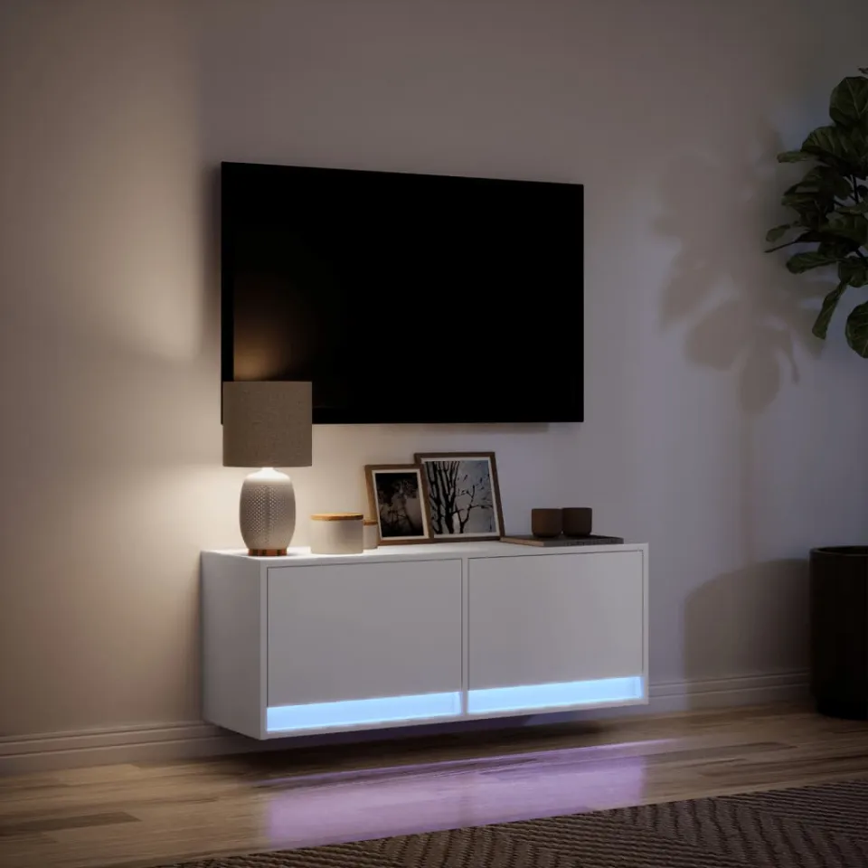 vidaXL Tv-wandmeubel met LED-verlichting 100x31x35 cm wit, foto 4