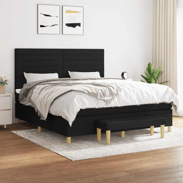 vidaXL Boxspring met matras stof zwart 160x200 cm