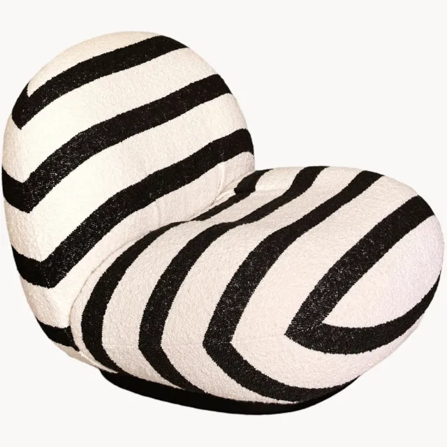 GUBI Draaibare loungefauteuil Pacha Wit, Zwart