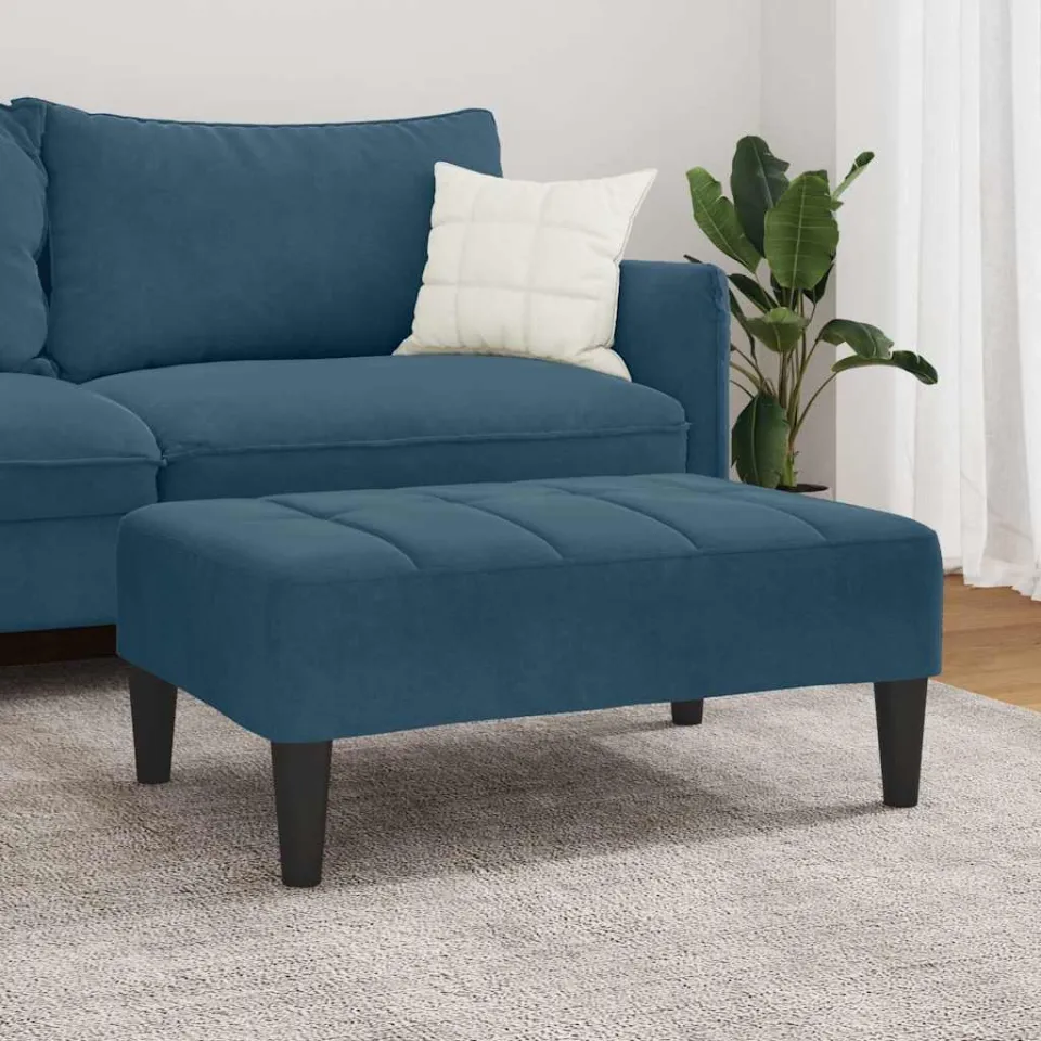 vidaXL Voetenbank 77x55x31 cm fluweel blauw, foto 3