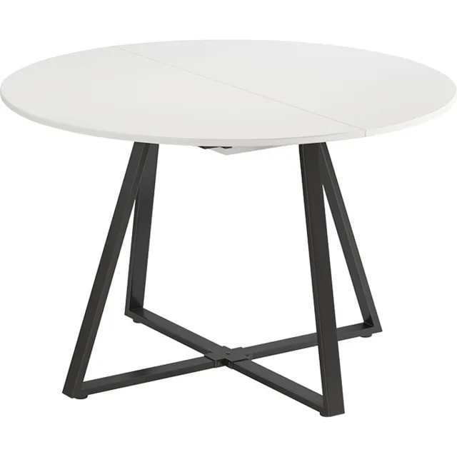 Vicco Eettafel Loyd, Wit/Zwart, 120-160 x 120 cm uitschuifbaar