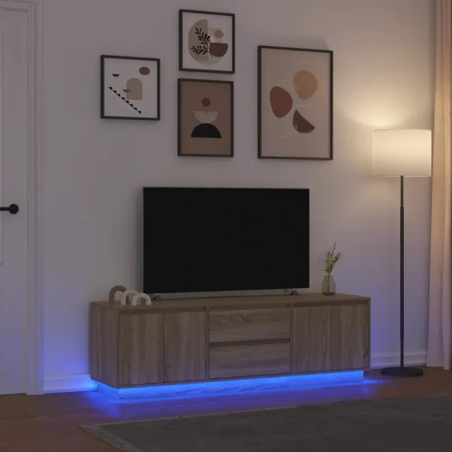 vidaXL Tv-meubel met LED-verlichting 160,5x41x50 cm sonoma eikenkleur, foto 2