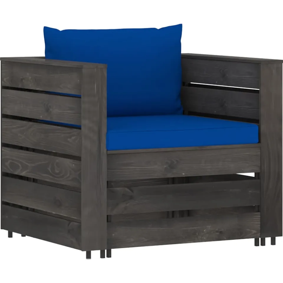 vidaXL 2-delige Loungeset met kussens grijs geïmpregneerd hout, foto 2