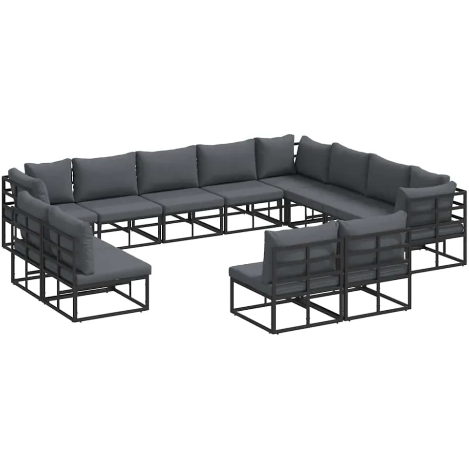 vidaXL Tuinbankenset 12 st Zwart Aluminium
