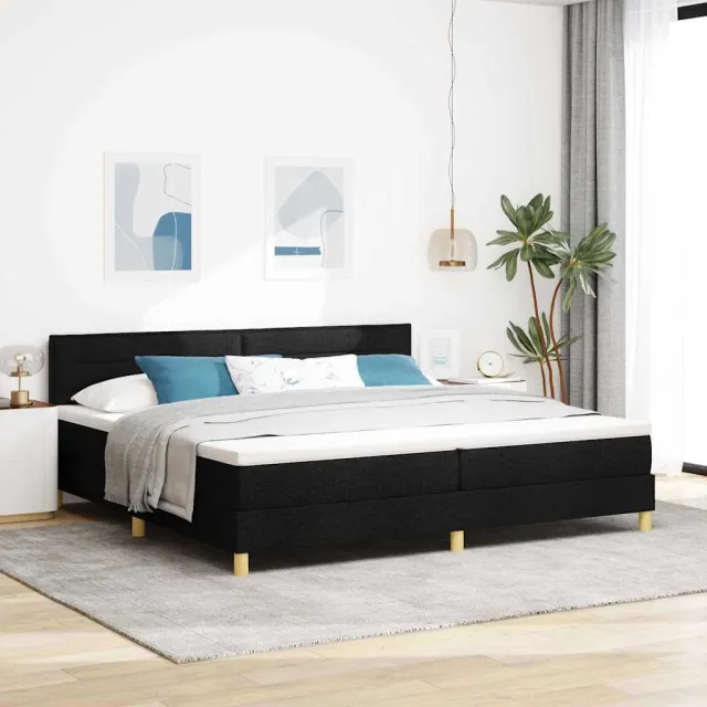 vidaXL Boxspringbed met kussen met hoofdeinde Zwart 200 x 200 cm Stof