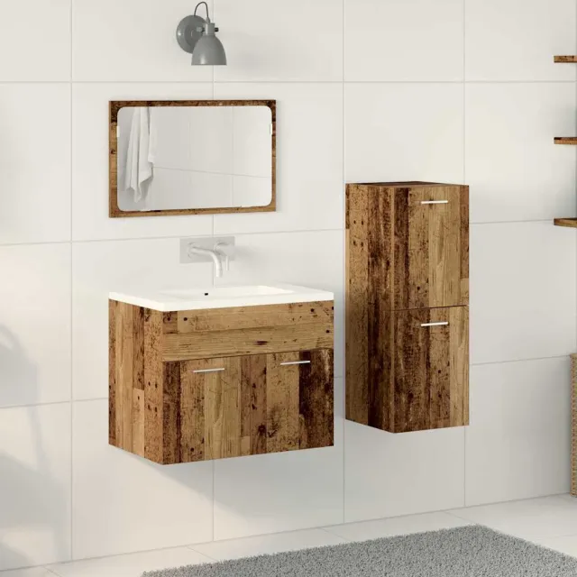 vidaXL Badkamermeubelset 3 st Oud Hout 60 x 38,5 x 46 cm Bewerkt hout bruin, foto 2