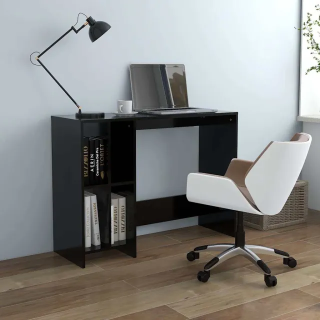 vidaXL Bureau 102,5x35x75 cm bewerkt hout zwart, foto 2