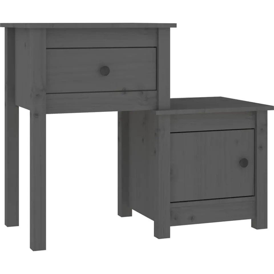 vidaXL Nachtkastjes 2 st 79,5x38x65,5 cm massief grenenhout grijs