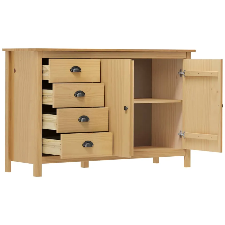 vidaXL Dressoir Hill 130x40x80 cm massief grenenhout honingbruin bruin, foto 3