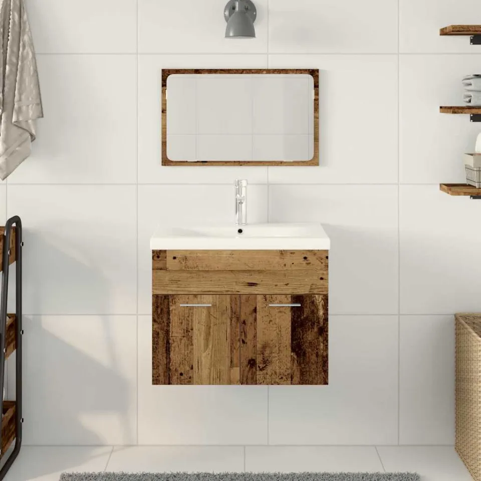 vidaXL Badkamermeubelset 3 st Bruin Bewerkt hout, foto 3
