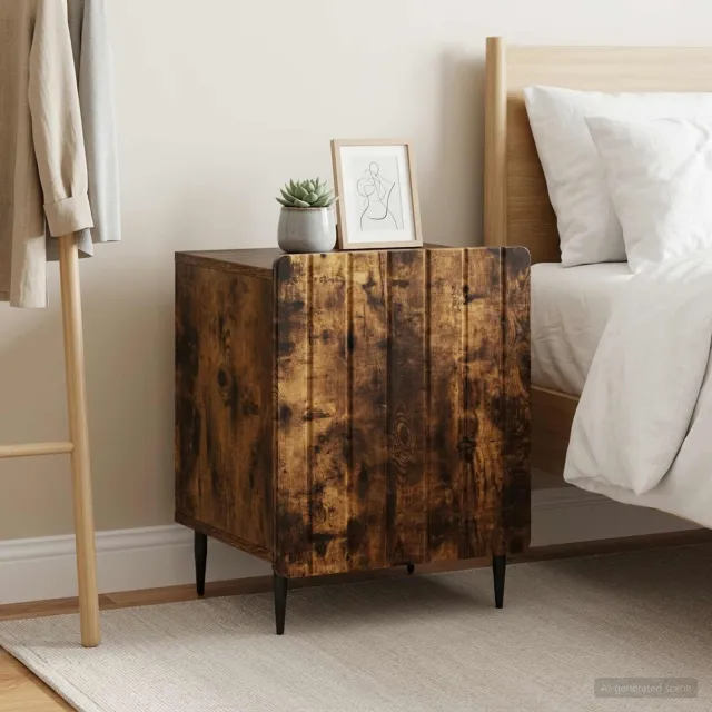 vidaXL Nachtkastje 2 st Gerookt eiken 43 x 34,5 x 52 cm Bewerkt hout Bruin