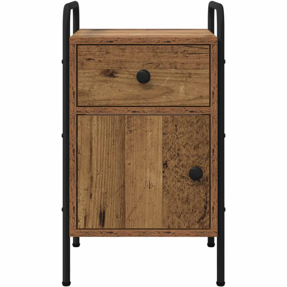 vidaXL Nachtkastje Oud hout 35 x 36,5 x 61 cm Bewerkt hout bruin, foto 3