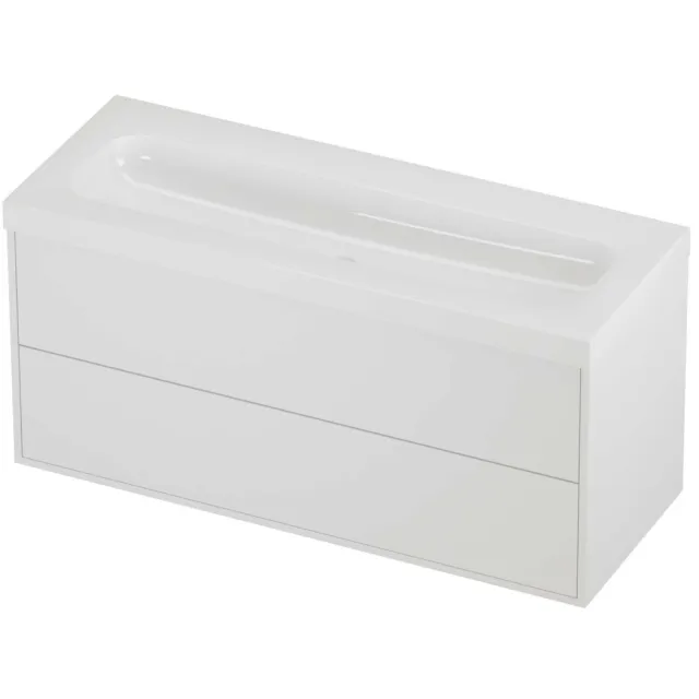 Proline Haga Badmeubelset Polystone Mezza 2 Laden 120x46x58 cm Glans Wit Mat White Mat Wit