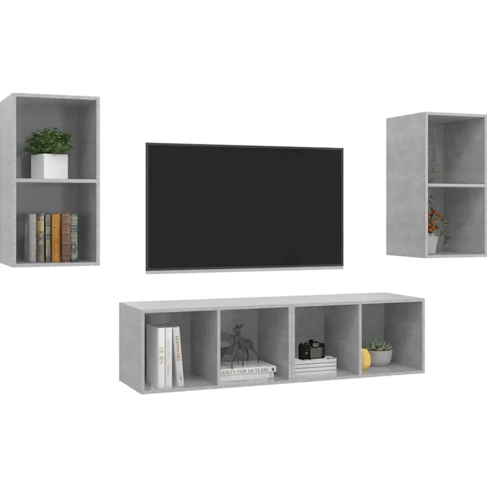 vidaXL Tv-wandmeubelen 4 st bewerkt hout betongrijs grijs, foto 4