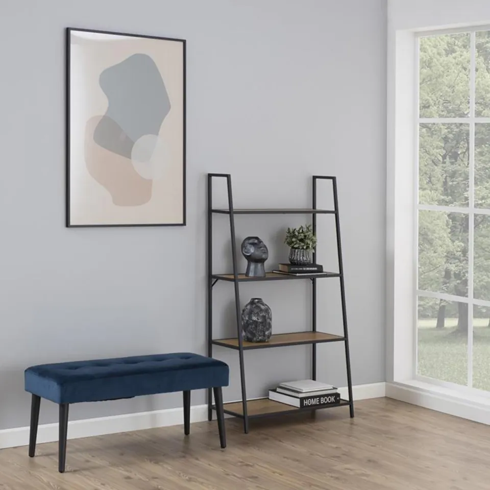 Lisomme Danique velvet bankje donkerblauw - 95 x 38 cm blauw, foto 3