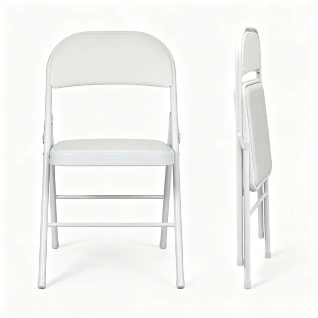 REDOM Opvouwbare eetkamerstoelen - Set van 2 - Stalen frame - Wit
