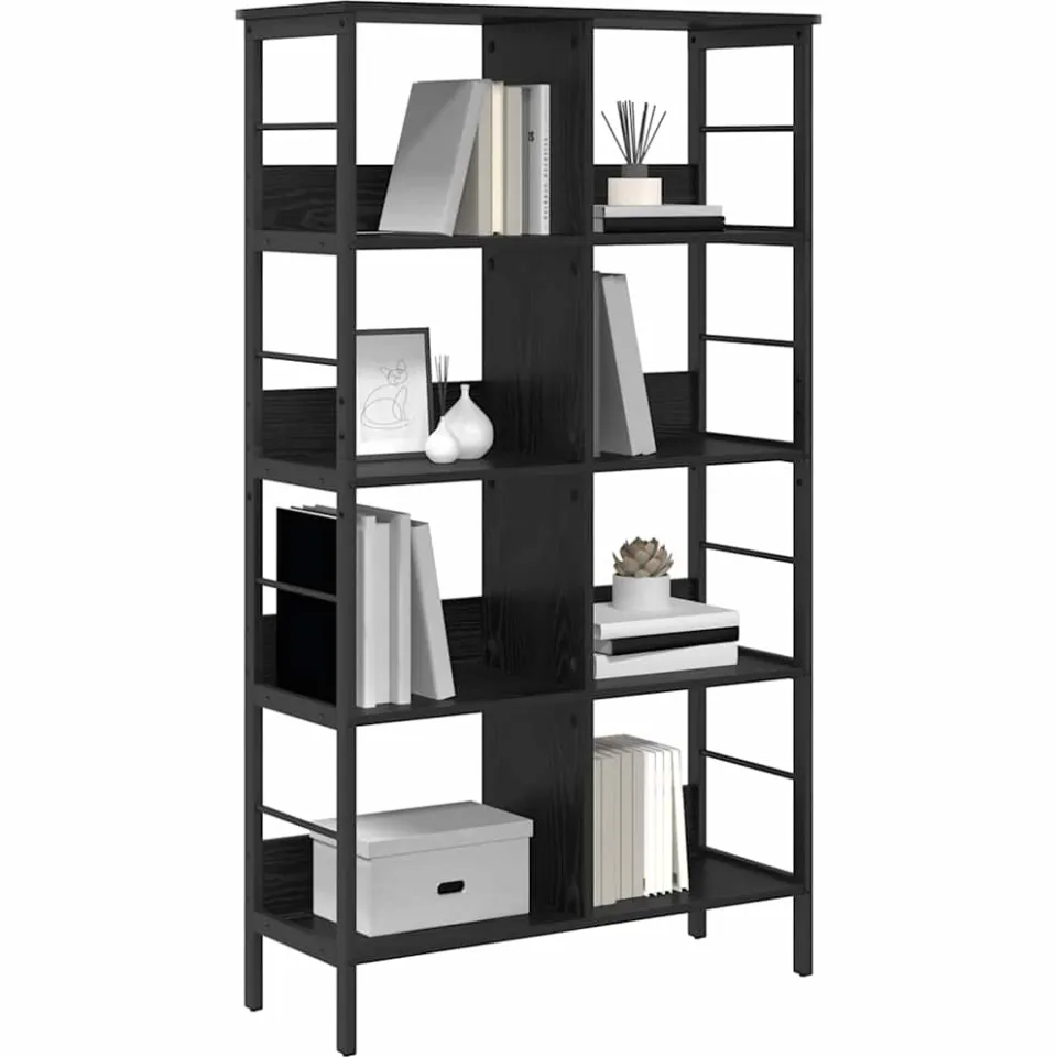 vidaXL Boekenkast 8-laags 82 x 32 x 144,5 cm Bewerkt hout Zwart Eiken