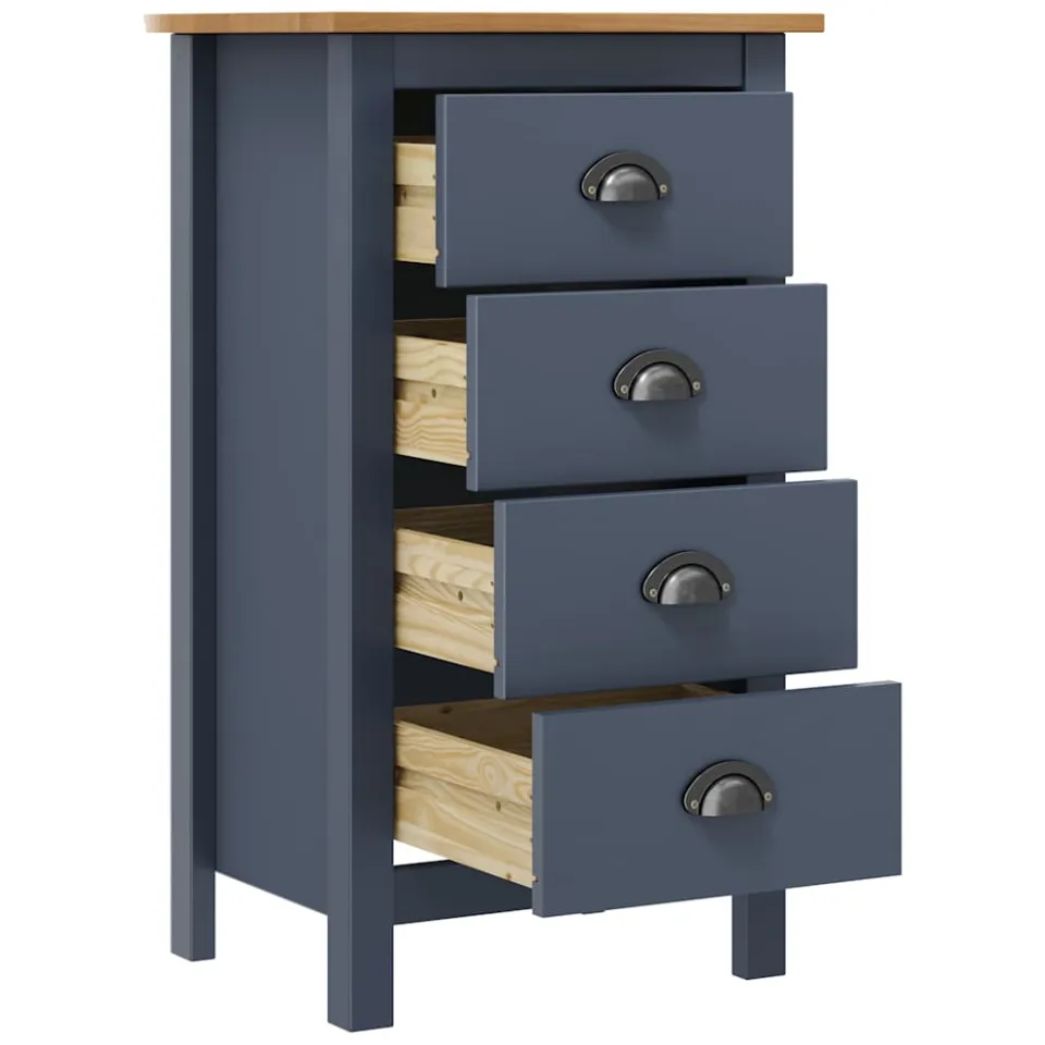 vidaXL Dressoir Hill 46x35x80 cm massief grenenhout grijs, foto 3