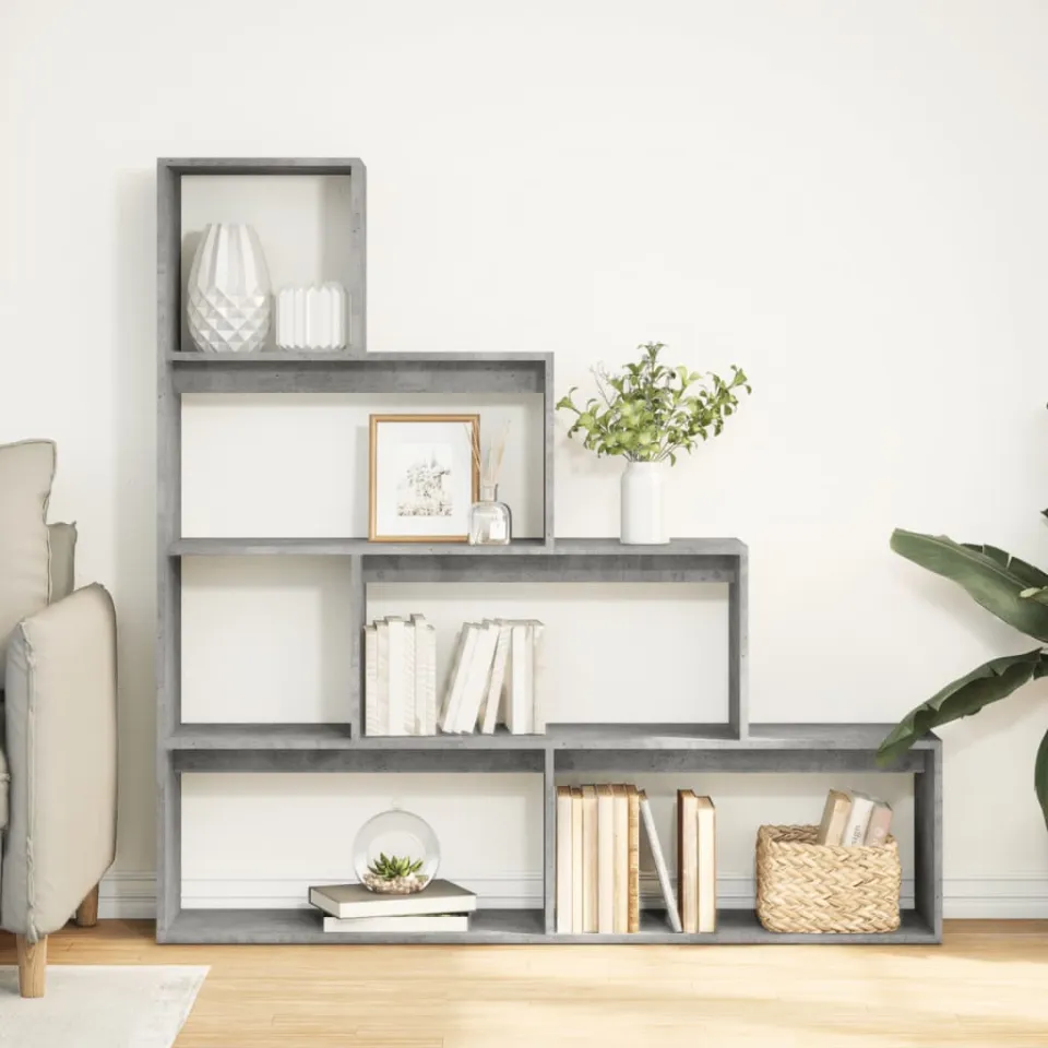 vidaXL Kamerscherm / boekenkast 4-laags 143,5x29x143,5 cm hout grijs, foto 2