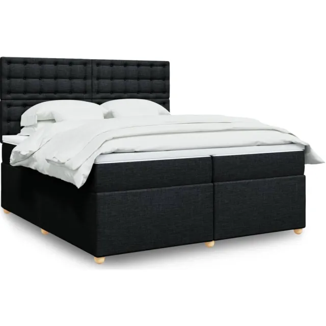vidaXL Boxspring met matras stof zwart 200x200 cm
