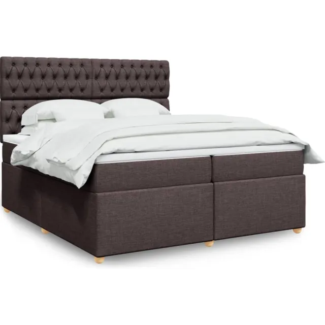 vidaXL Boxspring met matras stof donkerbruin 200x200 cm bruin