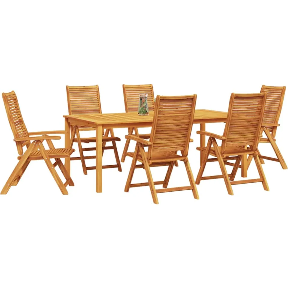 vidaXL Tuin eettafelset 7 st Bruin Massief Acaciahout