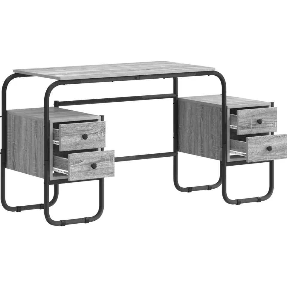 vidaXL Bureau met opbergruimte Grijs Sonoma 145 x 50 x 75 cm