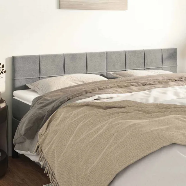 vidaXL Hoofdborden 180x5x78/88 cm fluweel lichtgrijs