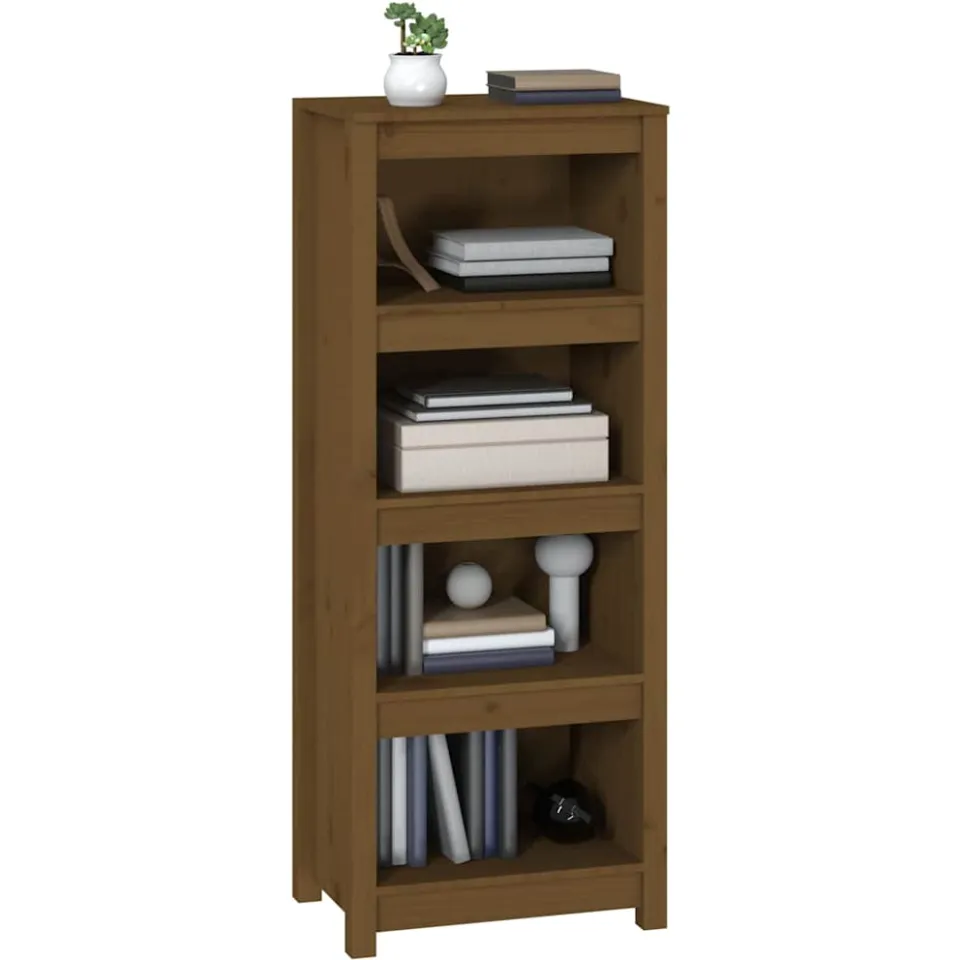 vidaXL Boekenkast 50x35x125,5 cm massief grenenhout honingbruin