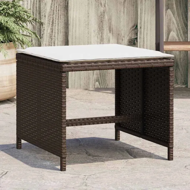 vidaXL Tuinkrukken 4 st met kussens 41x41x36 cm poly rattan bruin, foto 2