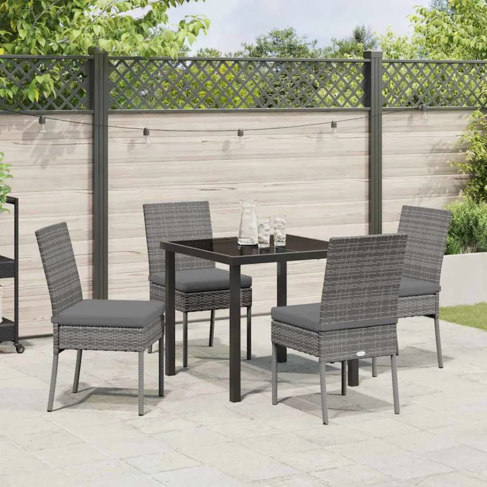 vidaXL Tuin eettafelset 5 st Grijs Gepoedercoat staal, foto 3