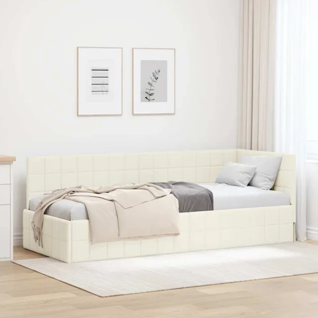 vidaXL Hoekbedframe Crème 80 x 200 cm fluweel