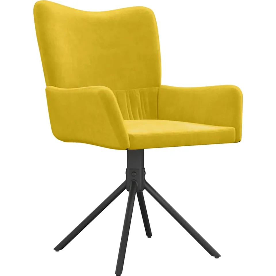 vidaXL Eetkamerstoelen draaibaar 2 st fluweel geel, foto 4