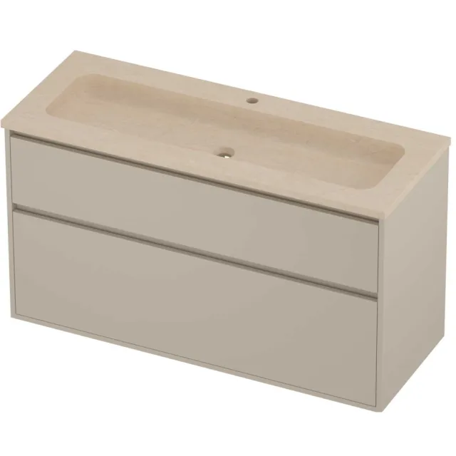 Proline Rollo Badmeubelset Hardsteen Elegant 1 Gat 2 Laden 120x46x67 cm Sand Stone Soft Linen Beige