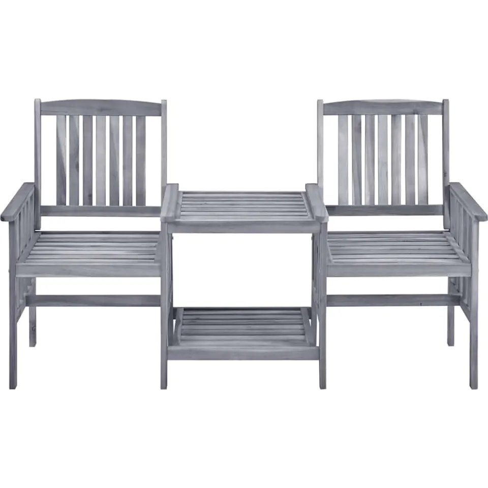 vidaXL Tuinstoelen met tafeltje en kussens massief acaciahout grijs, foto 2