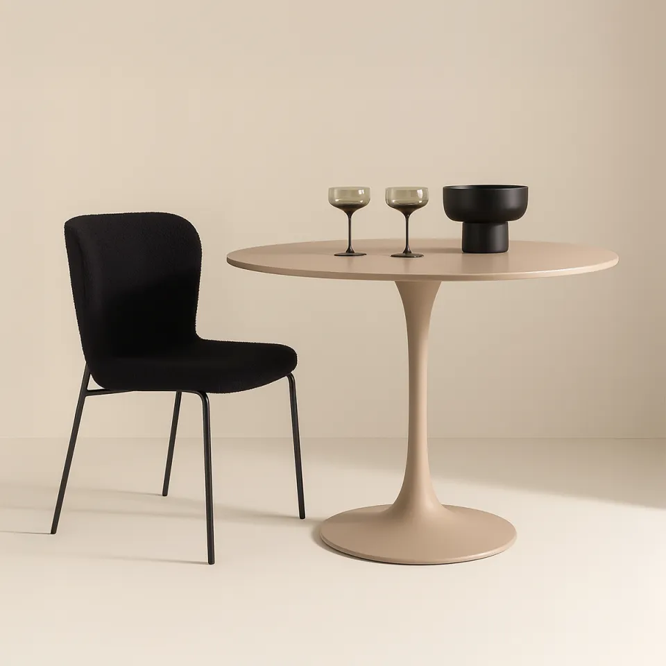 Nest living Amy houten eettafel beige - Ø100 cm, foto 2