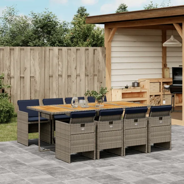 vidaXL 9-delige Tuinset met kussens poly rattan grijs, foto 2