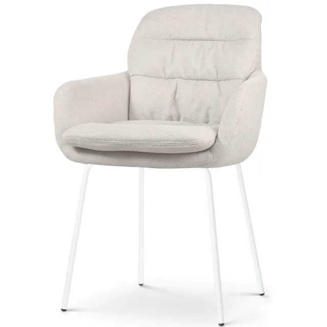 Nolon Nora-Mia eetkamerstoel beige - wit onderstel