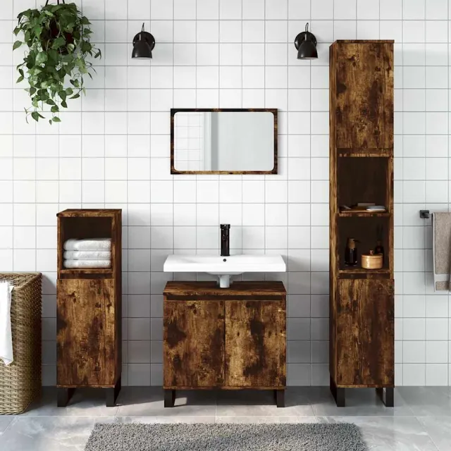 vidaXL Badkamerkast 58x33x60 cm bewerkt hout gerookt eikenkleurig, foto 2