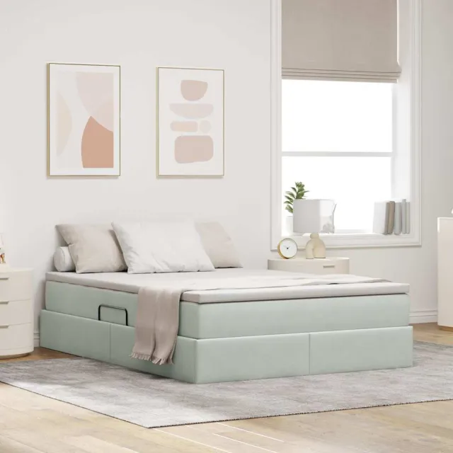 vidaXL Opbergbed met matras met opslag Lichtgrijs 140 x 200 cm Fluweel