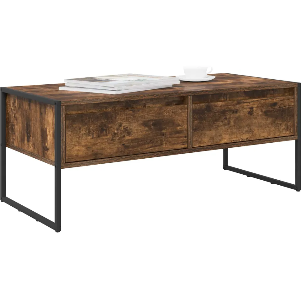 vidaXL Salontafel Rook Eik 100 x 46 x 40 cm Bewerkt hout Bruin