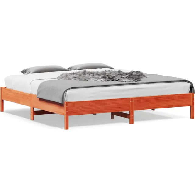 vidaXL Bedframe zonder matras massief grenenhout wasbruin 200x200 cm