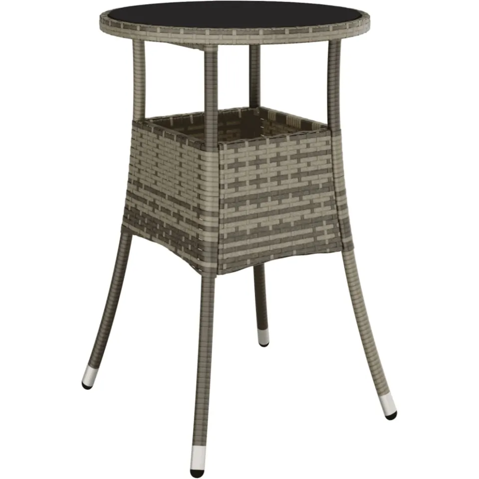 vidaXL 3-delige Tuinset met kussens poly rattan en glas grijs, foto 4