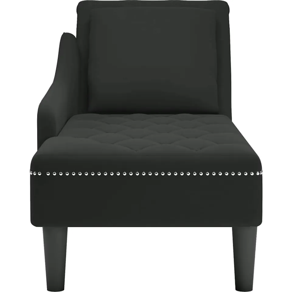 vidaXL Chaise longue met kussen en rechterarmleuning fluweel zwart