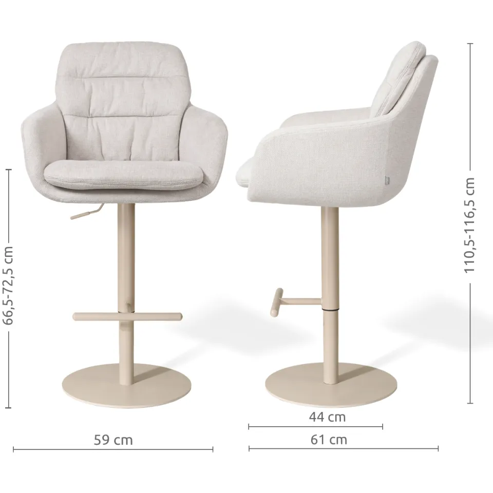 Nolon Niva-Mia draaibare tulp barkruk beige - verstelbaar - mat zwart onderstel, foto 2