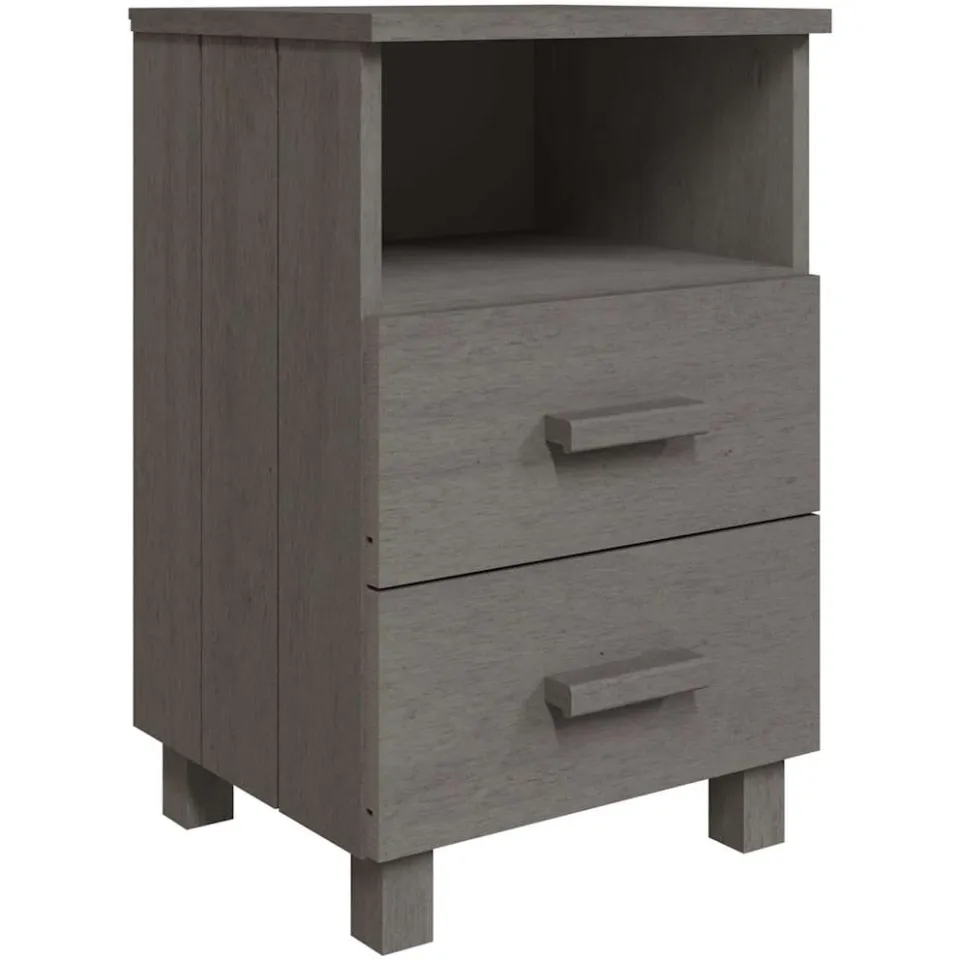 vidaXL Nachtkastjes HAMAR 2 st 40x35x62 cm grenenhout lichtgrijs